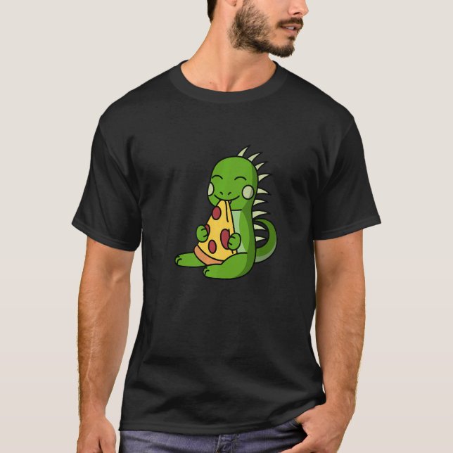 Camiseta Iguana Eating Pizza Pet   (Frente)