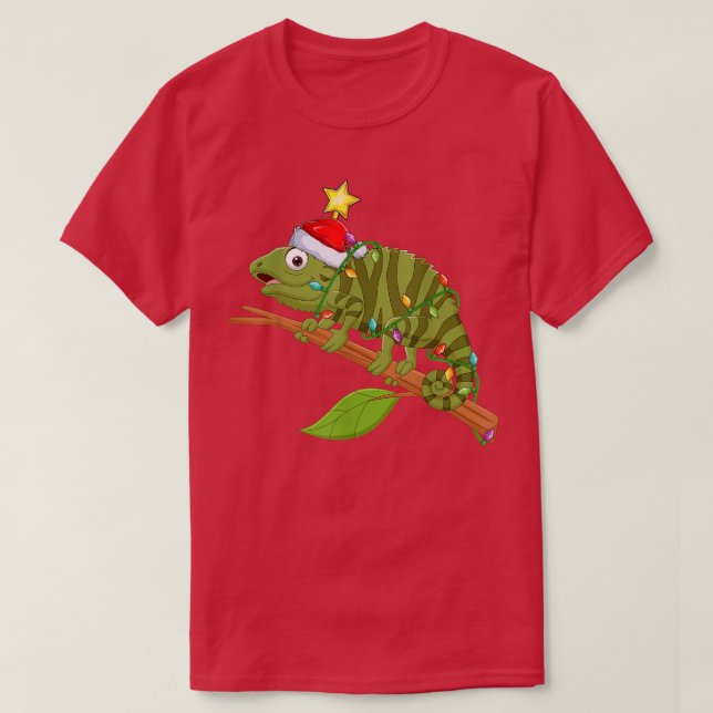 Camiseta Iguana Lighting Xmas Tree Matching Iguana Christma (Frente do Design)