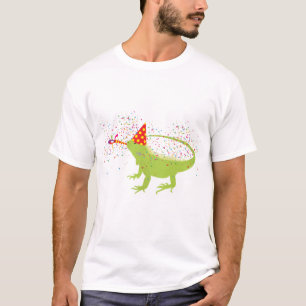 Camiseta Iguana Lizard Partilhando Animais Tendo uma Festa