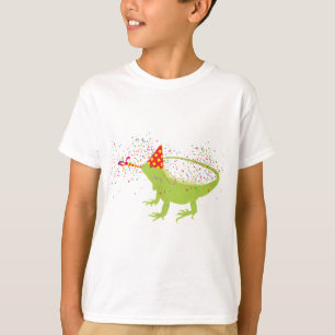 Camiseta Iguana Lizard Partilhando Animais Tendo uma Festa