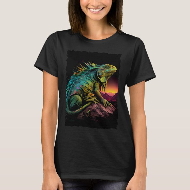 Camiseta Iguana reptile lizard retro 70s vintage (Frente)