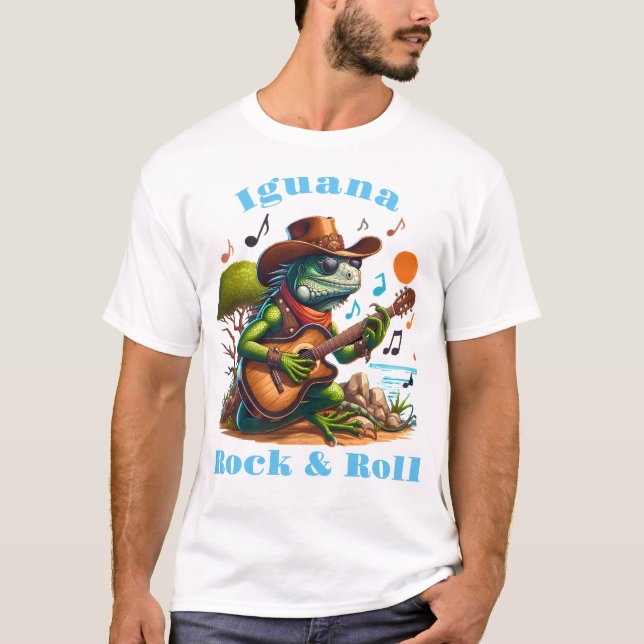 Camiseta Iguana Serenading Swamp Dweller Rock & Roll (Frente)