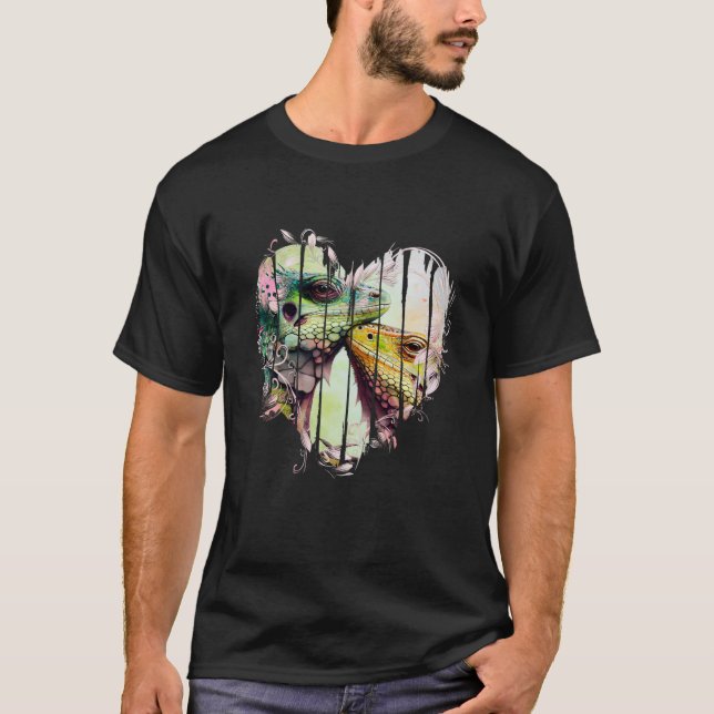 Camiseta Iguana Valentine's Day Couples Cute Lizard Reptile (Frente)