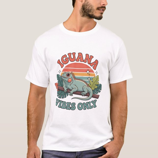 Camiseta Iguana Vibes Only Cute Retro Iguana Reptile Lover  (Frente)