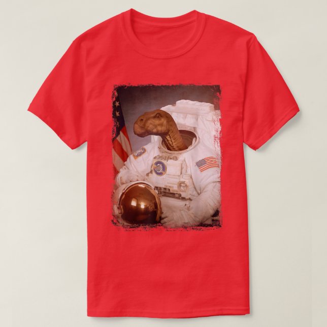 Camiseta Iguanodon Astronauta Space Suit Moon Rocket Scienc (Frente do Design)