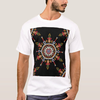 Camiseta Ikat Damask Red Green Vintage