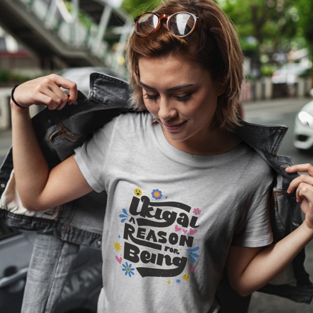 Camiseta Ikigai - Letras E Flores (Criador carregado)