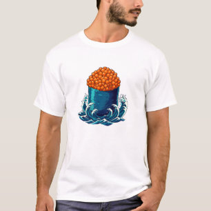 Camiseta Ikura Gunkan Maki Sushi Arte de Onda do Oceano Jap