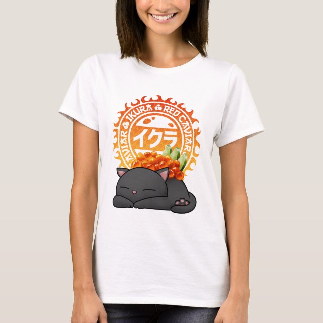Camiseta Ikura Salmon Roe Sushi Cat (Frente)