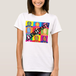 Camiseta "Ilegítimo" com as caras coloridas arco-íris do