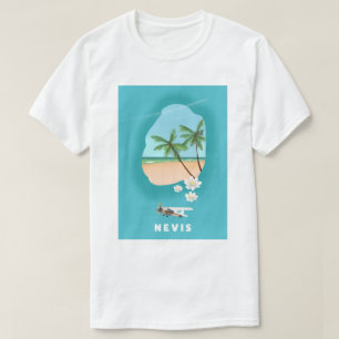 Camiseta Ilha caribenha de Nevis Mapa ilustrado.