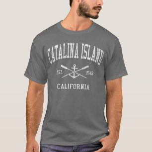 Camiseta Ilha Catalina CA Remo Cruzado Vintage Barco Âncora
