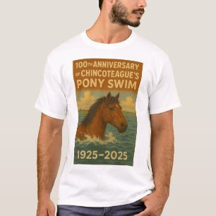 Camiseta Ilha Chincoteague 100º Aniversário de Pony Natação