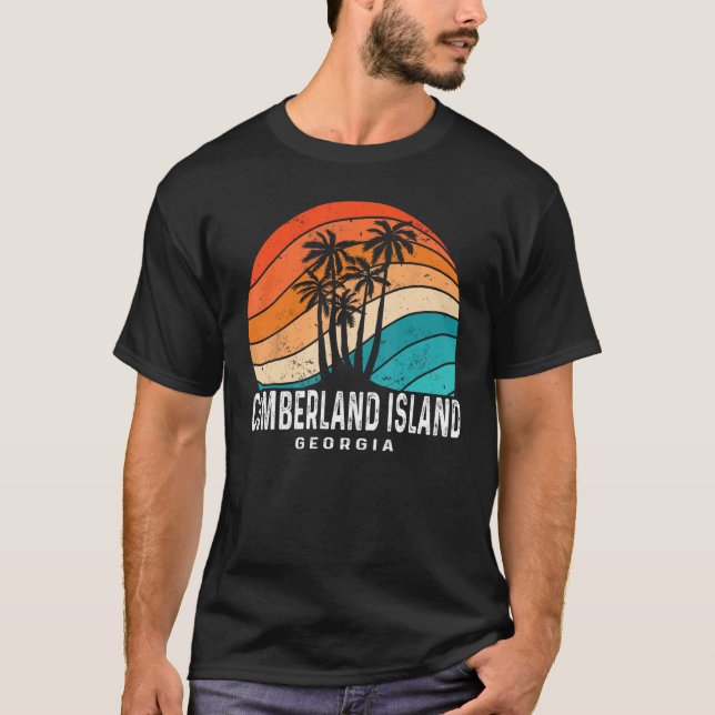 Camiseta Ilha Cumberland Georgia Palm Tree Beach Souvenir (Frente)