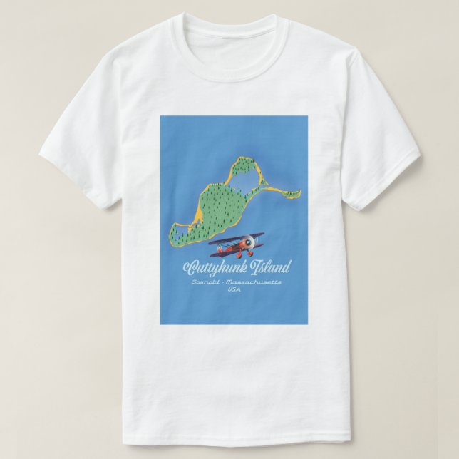 Camiseta Ilha Cuttyhunk Gosnold, mapa de Massachusetts (Frente do Design)
