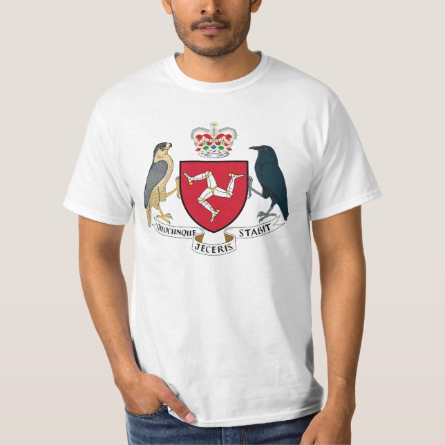 Camiseta Ilha da brasão do homem - emblema Manx (Frente)