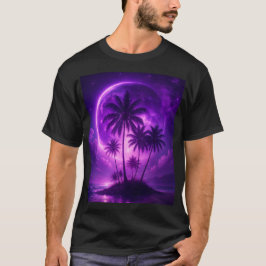 Camiseta Ilha da Lua Roxa Paisagem dos Sonhos