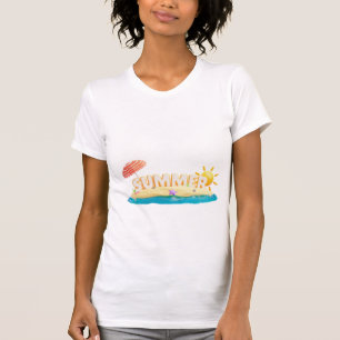 Camiseta Ilha de Praia de Verão 3D Férias Tropicais da Moda