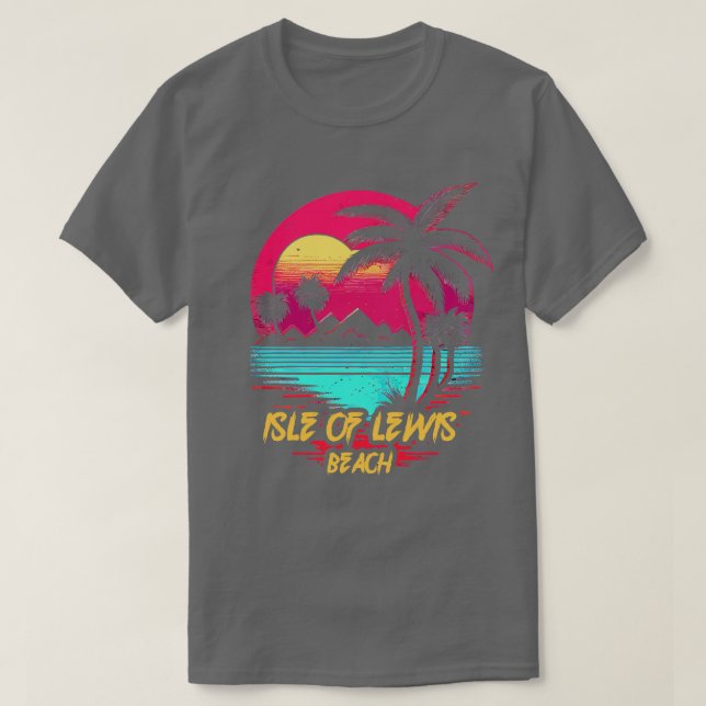 Camiseta Ilha de Praia Retrowave de Lewis Beach (Frente do Design)