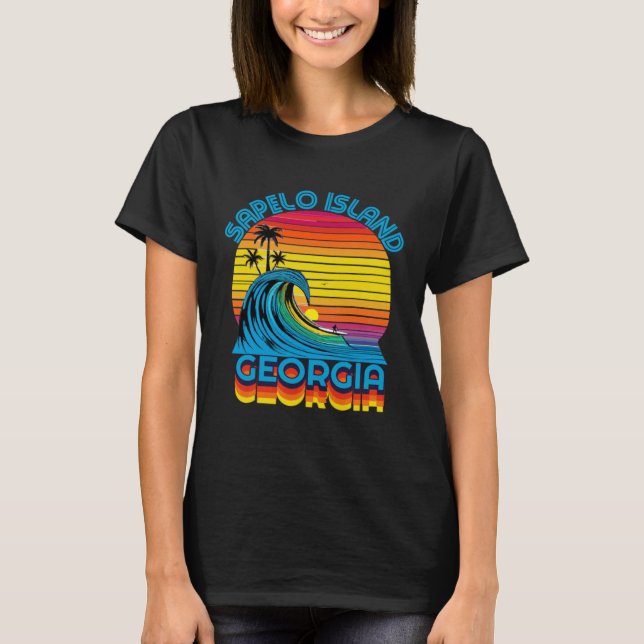 Camiseta Ilha de Sac Georgia Retro Throwback Surf & Beach (Frente)