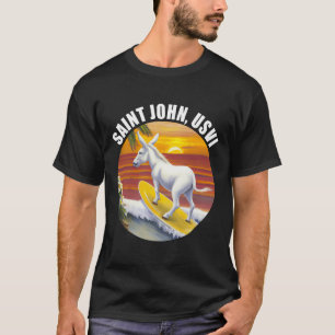 Camiseta Ilha de São João USVI Burro Engraçado Surfando Ilh