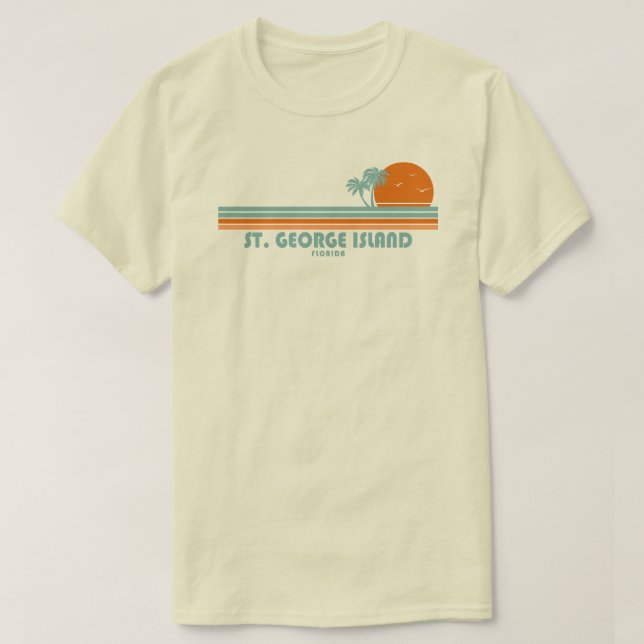 Camiseta Ilha de St. George Florida Palmeiras Sol (Frente do Design)