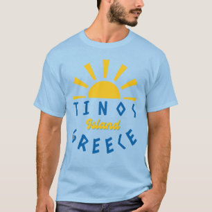 Camiseta Ilha de Tinos, Grécia - Azul Masculino Brilhante