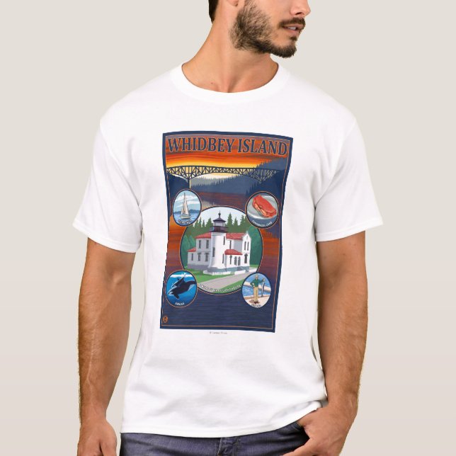Camiseta Ilha de Whidbey, poster de viagens de (Frente)