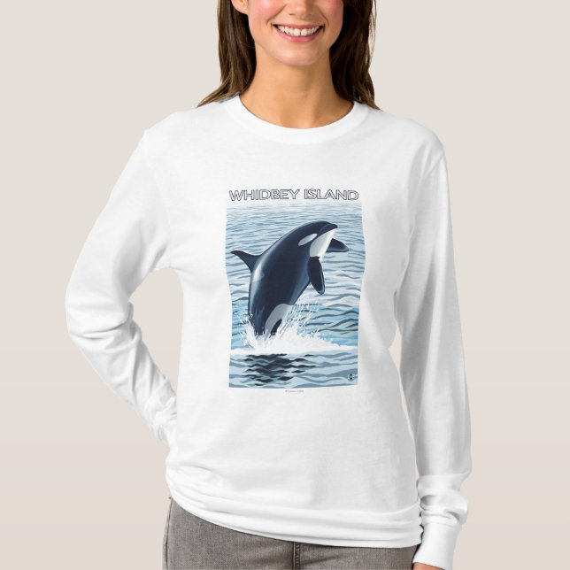 Camiseta Ilha de Whidbey, salto de WashingtonOrca (Frente)
