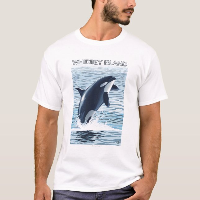 Camiseta Ilha de Whidbey, salto de WashingtonOrca (Frente)