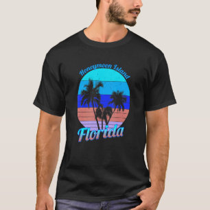 Camiseta Ilha do Casamento Flórida Palmeiras Tropicais Retr