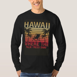 Camiseta Ilha do Havaí de sol praia ondas e palmeiras 1