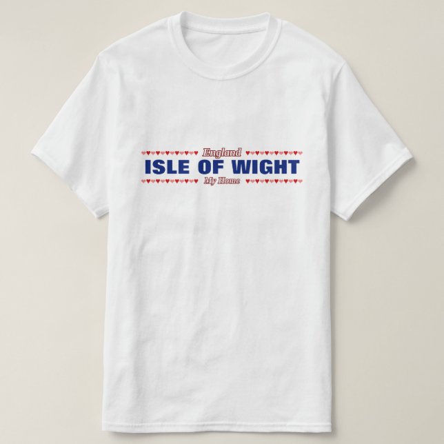 Camiseta ILHA do WIGHT - minha casa - Inglaterra; Corações (Frente do Design)