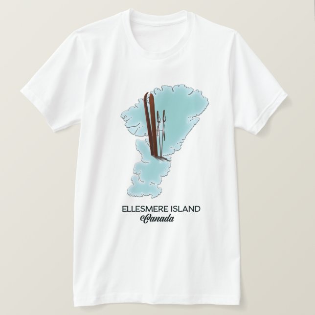 Camiseta Ilha Ellesmere Canadá mapa pôster (Frente do Design)