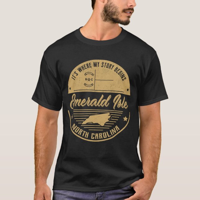 Camiseta Ilha Esmeralda Carolina do Norte É onde minha hist (Frente)
