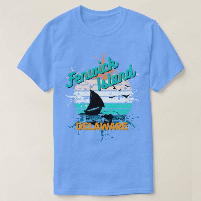 Camiseta Ilha Fenwick Delaware Retro Vintage Island TShir (Frente do Design)