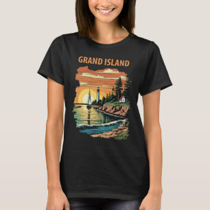 Camiseta Ilha Grand Michigan Costa Viagem Retro