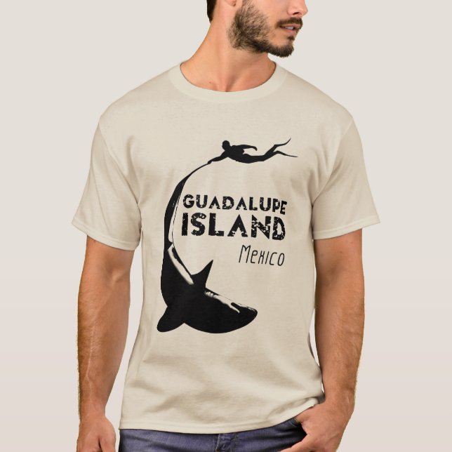 Camiseta Ilha Guadalupe México | Mergulho Com Tubarões (Frente)