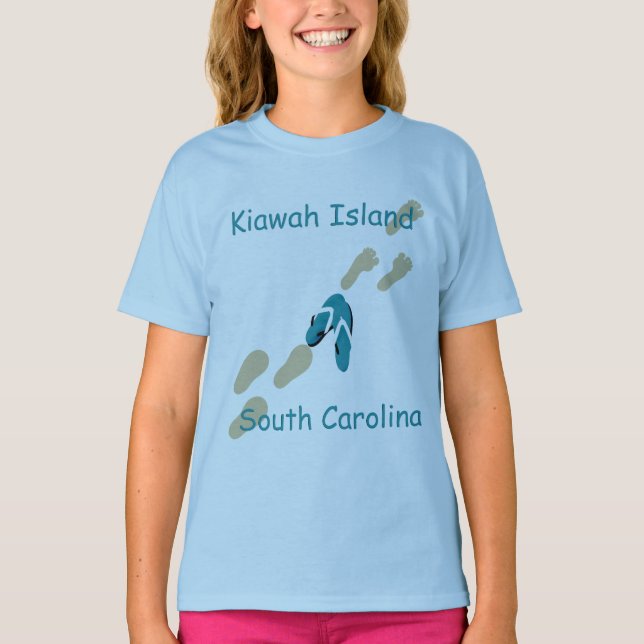 Camiseta Ilha Kiawah, Carolina do Sul Flip-Flops Girls' (Frente)