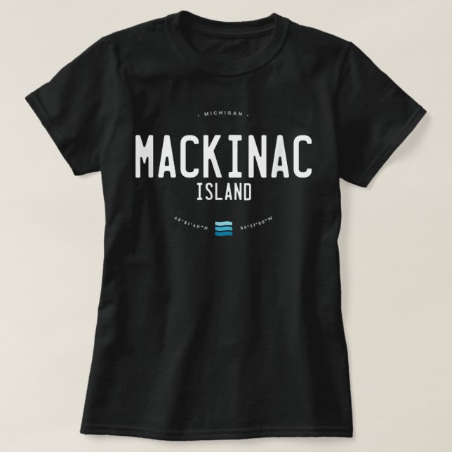 Camiseta Ilha Mackinac de Michigan Beach Waves (Frente do Design)