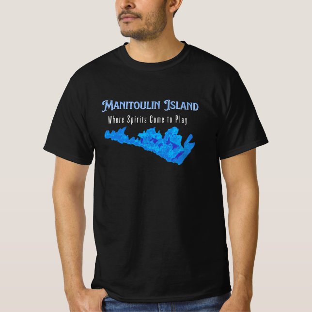 Camiseta Ilha Manitoulin, onde os espíritos vêm jogar (Frente)