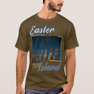 Camiseta Ilha Moai Statue Páscoa Na Ilha Da Páscoa Noturna4