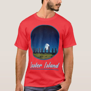 Camiseta Ilha Moai Statue Páscoa Na Ilha Da Páscoa Noturna8