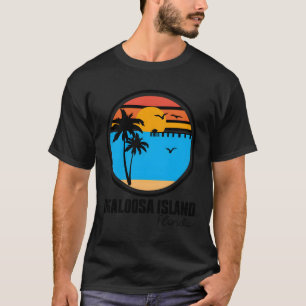 Camiseta Ilha Okaloosa Florida Sunset Ocean Palm Tree Fis