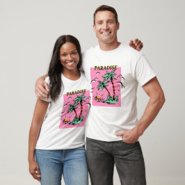 Camiseta Ilha Paraíso com pôr do sol