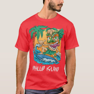 Camiseta Ilha Phillip, Austrália Palm Tree Surfing Beach V
