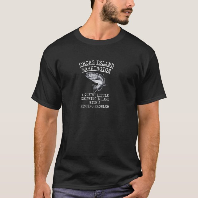 Camiseta Ilha Pitoresca de Bebida Problemática de Pesca Orc (Frente)