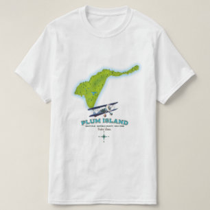 Camiseta Ilha Plum, distrito de Southold Suffolk, mapa de N