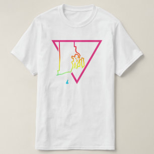 Camiseta ilha roxa de triângulo rosa