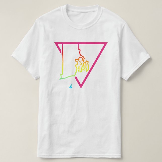 Camiseta ilha roxa de triângulo rosa (Frente do Design)